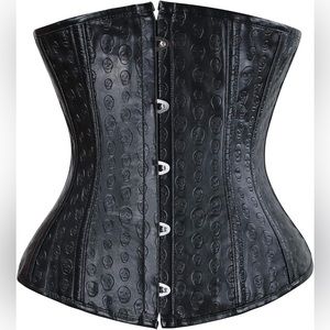 NWT Faux Leather Corset  Bustier with Skull Print Pirate Costume 💀
